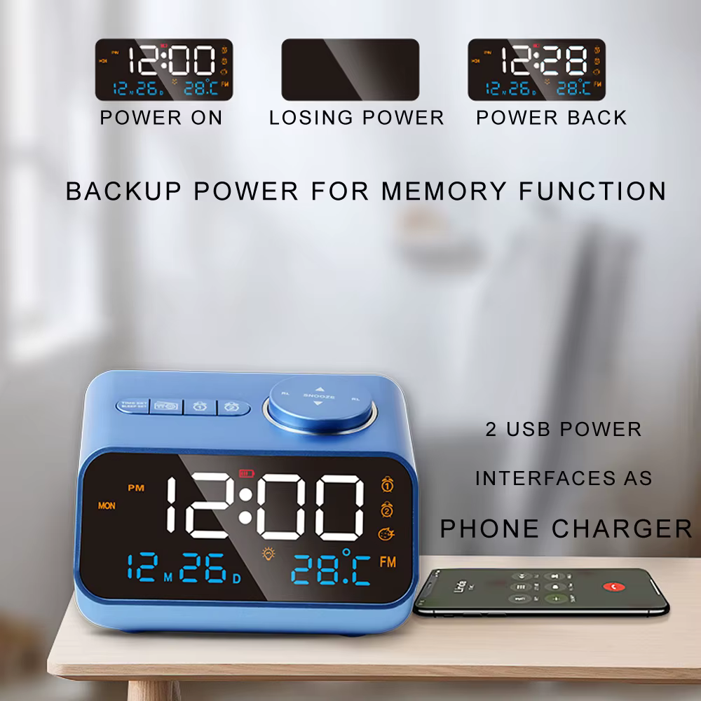 FM Radio Alarm Clock – Black
