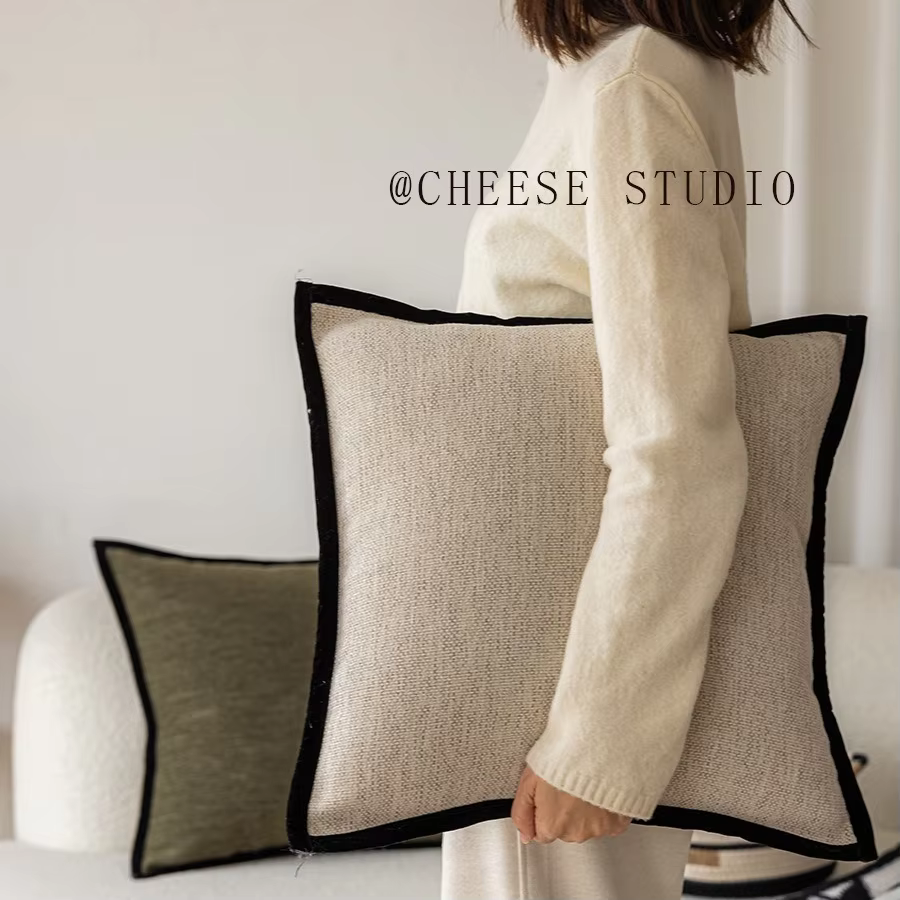 French-Style Bordered Cushion Cover