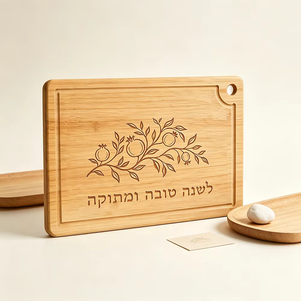 Engraved Bamboo Pomegranate Challah Board