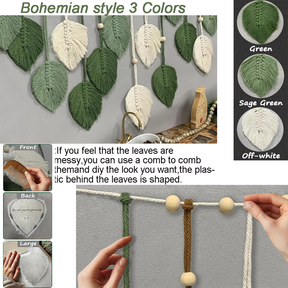 Boho Leaf Tassel Wall Hanging