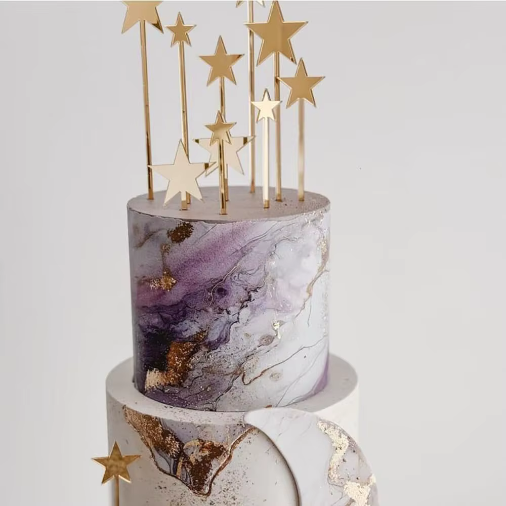 Gold Star Cake Toppers
