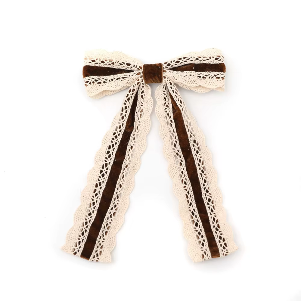 Long-Tail Lace Velvet Bow Headband Bow Hair Clip