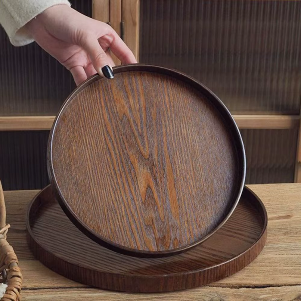 Vintage Round Wood Tray – Lilvelle Chanukah party finds