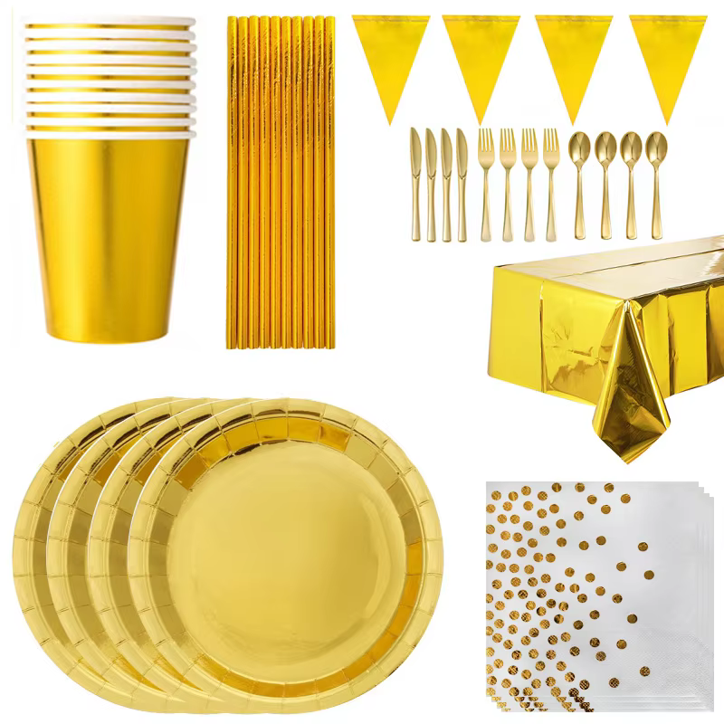 Gold party tableware set – Lilvelle Chanukah party finds