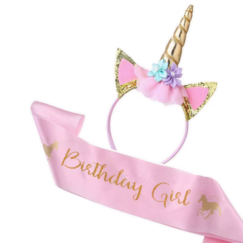 Unicorn Glitter Horn Headband And Sash – Lilvelle birthday finds