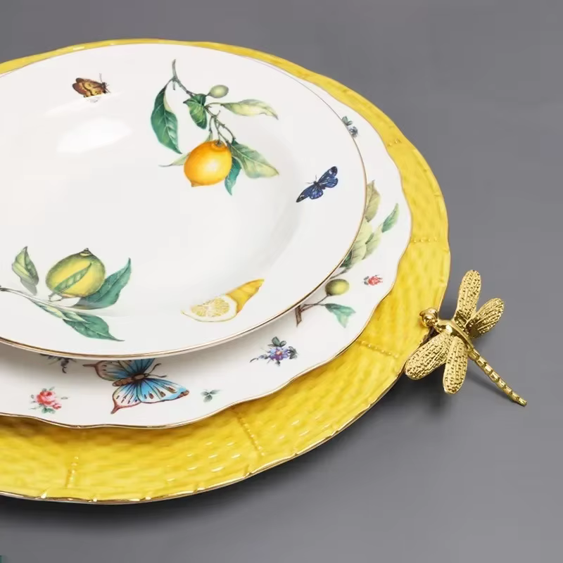 Lemon Print Ceramic Dinner Plate