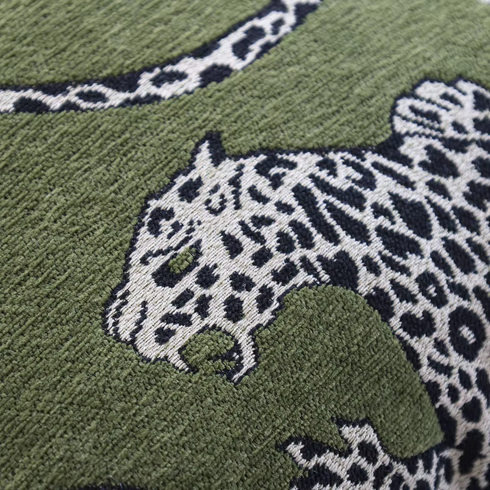 Green Tapestry Leopard Cushion Cover
