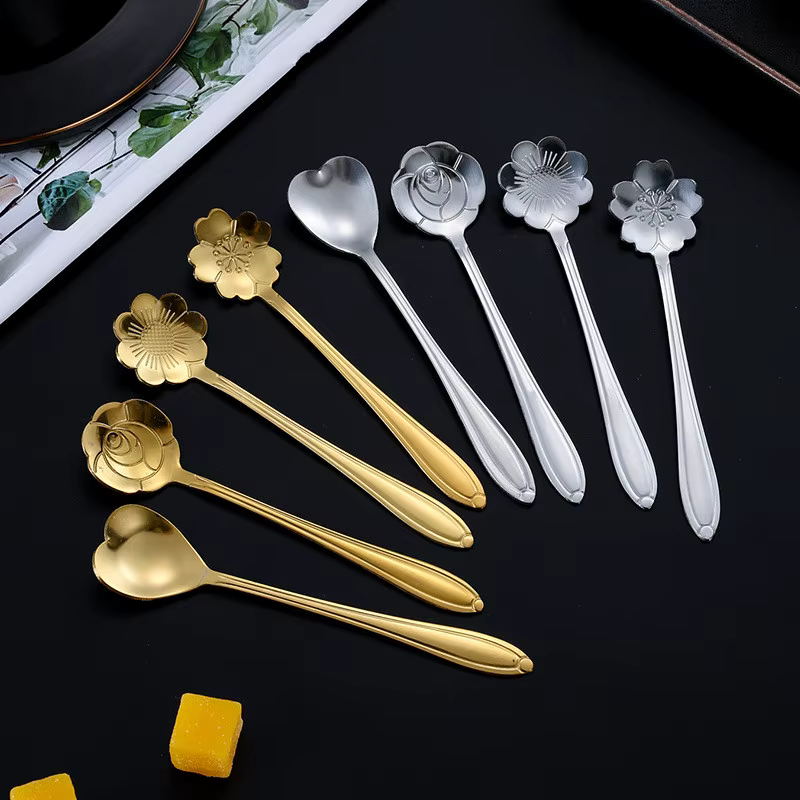 Gold flower teaspoons (8)