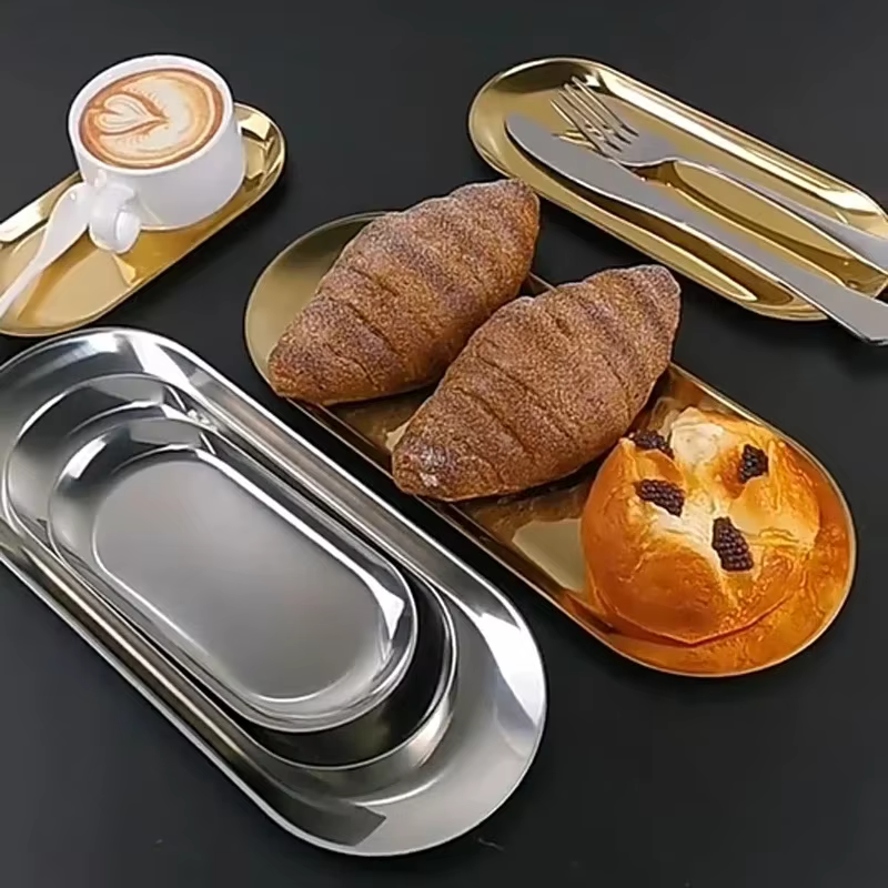 Gold Stainless Steel Serving Plate