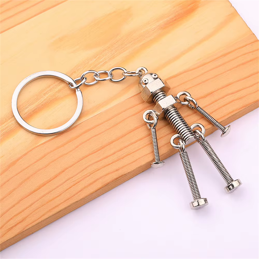 Metal Screw Robot Keychain