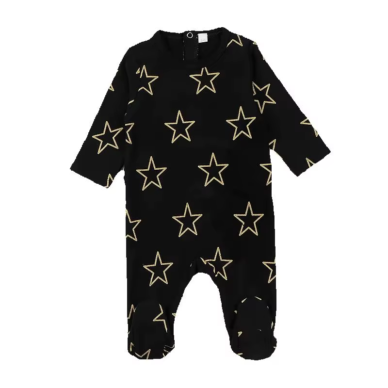 Black & Gold Star Kids' Pyjama Set from Bloom Family Fashion on AliExpress
