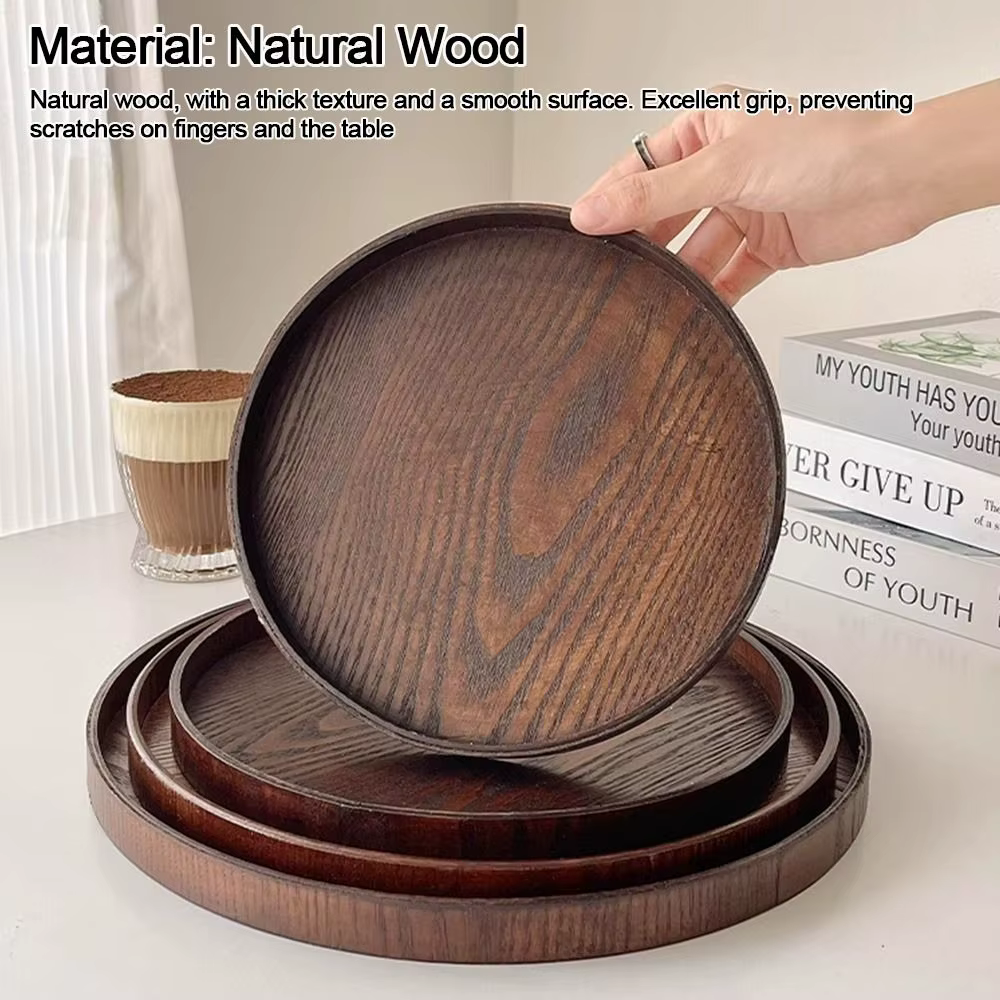 Vintage Round Wood Tray