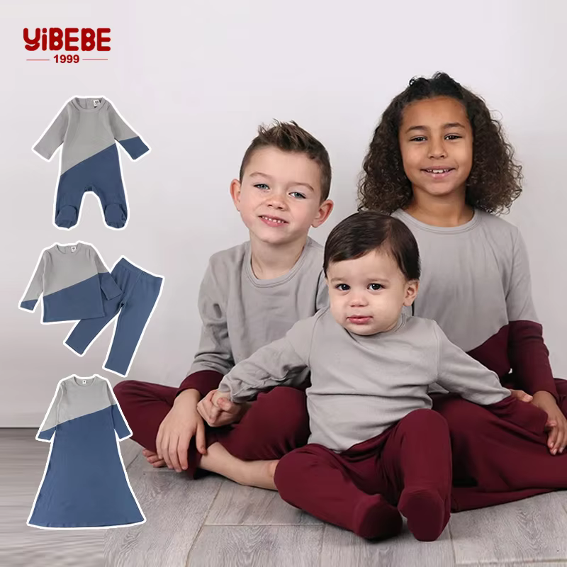 Cotton Ribbed Family Matching Pyjamas from Yibebe on AliExpress