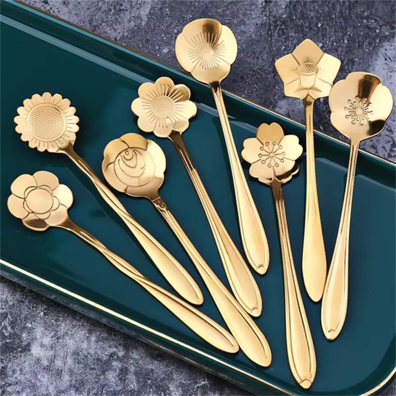 Gold flower teaspoons (8) – Lilvelle Chanukah party finds