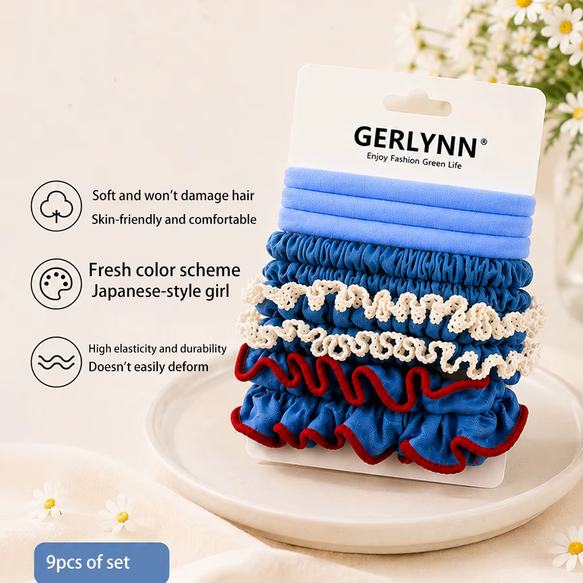 9-Piece Fabric Hair Tie Set For Everyday Wear, Versatile