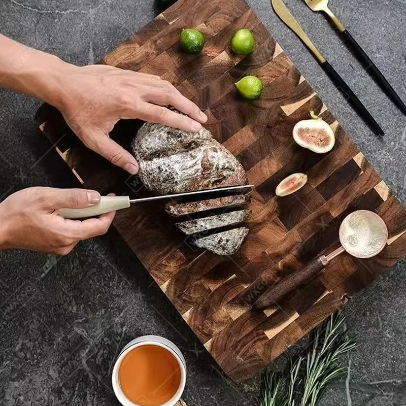 Checkerboard acacia serving board