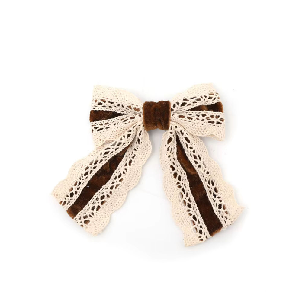 Long-Tail Lace Velvet Bow Headband Bow Hair Clip