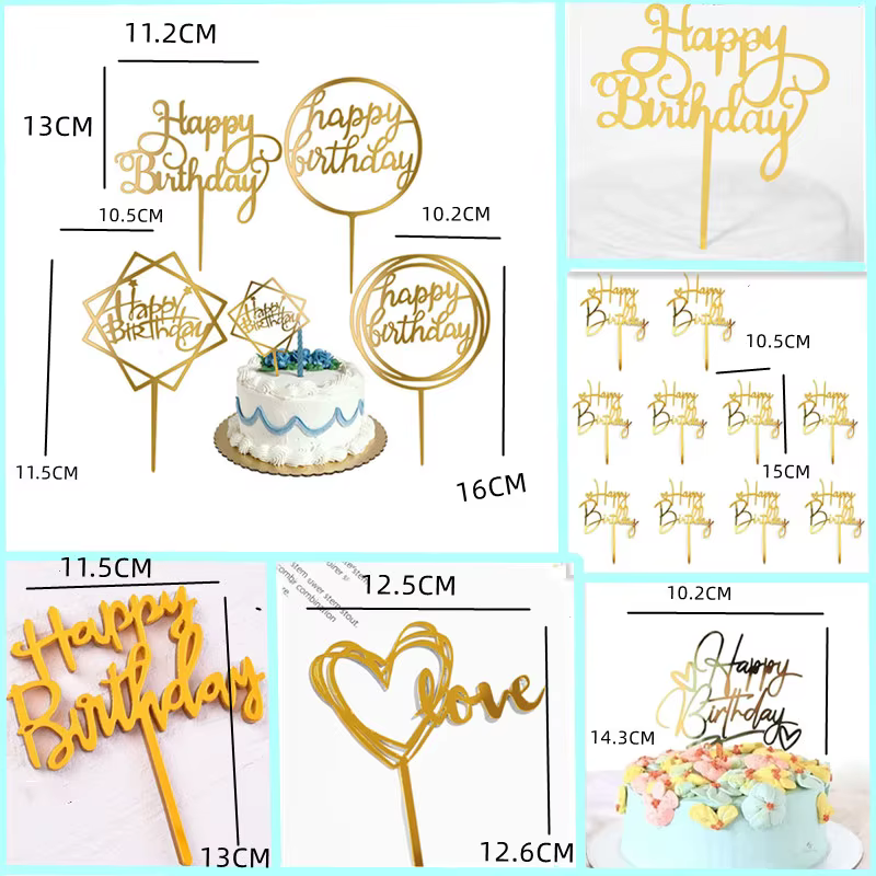 Rose Gold Happy Birthday Topper