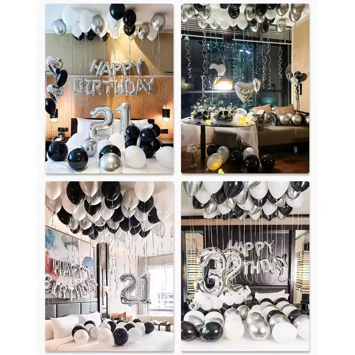 Black And White Birthday Balloons
