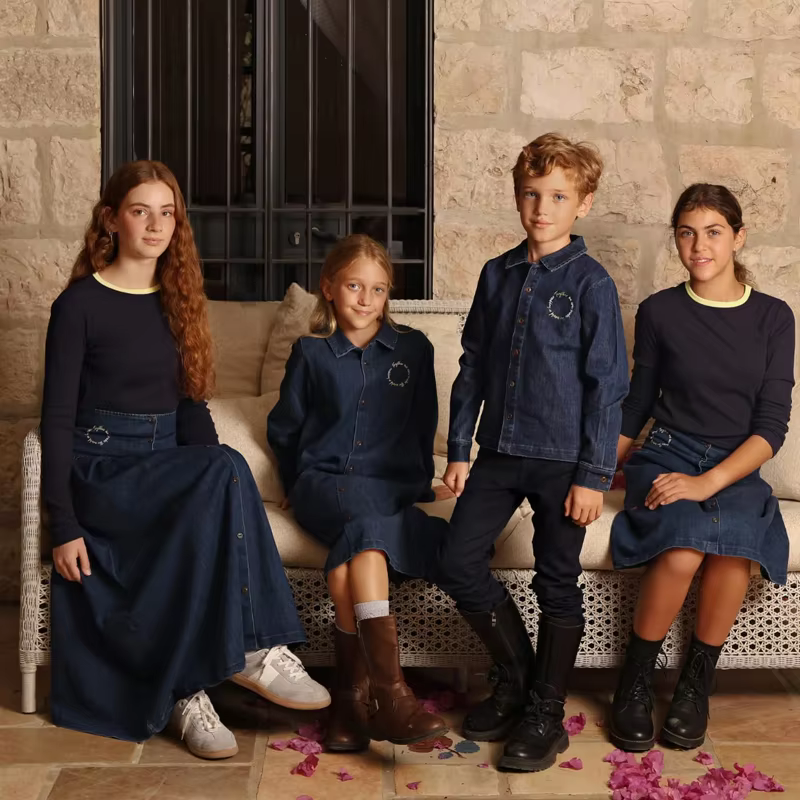 Blue Denim Embroidered Family Matching Collection from Bloom Family Fashion on AliExpress