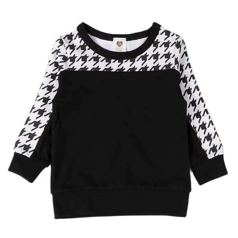 Houndstooth Contrast Kids' Long-Sleeve Top from Bloom Family Fashion on AliExpress