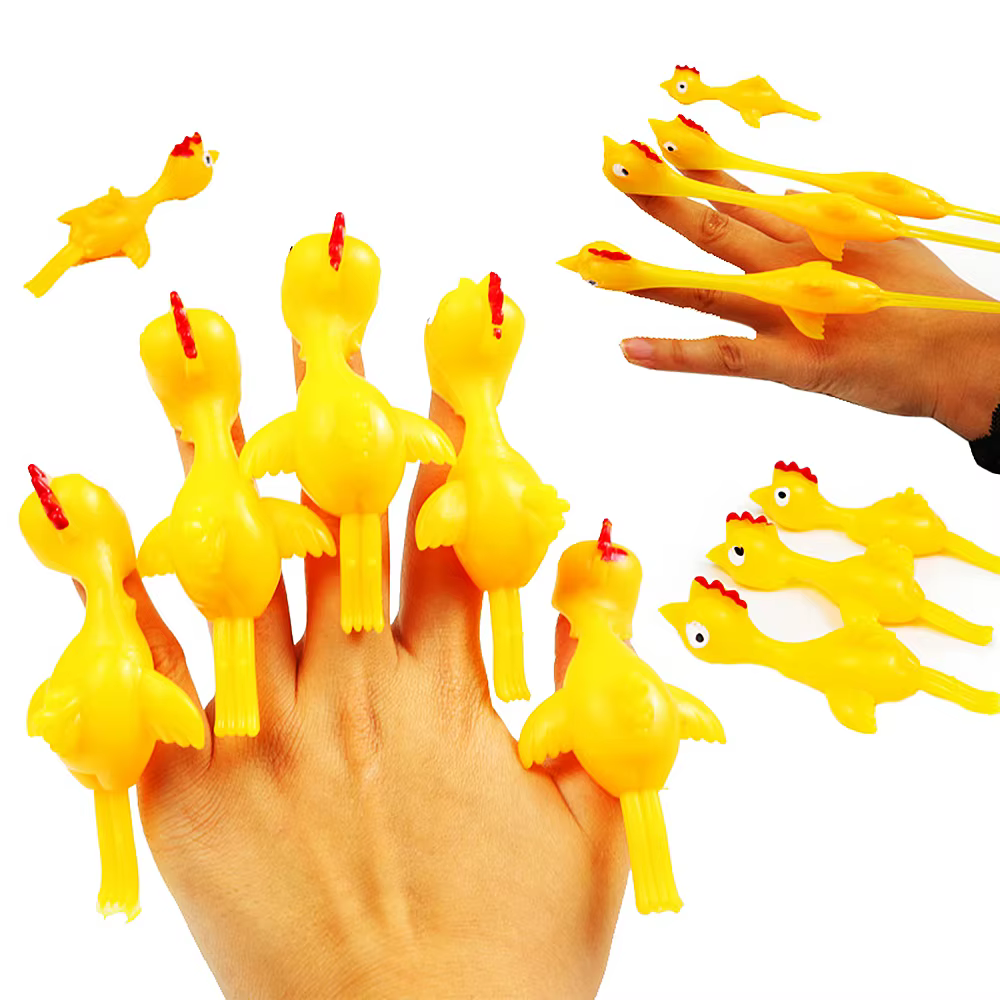Flying rubber chickens