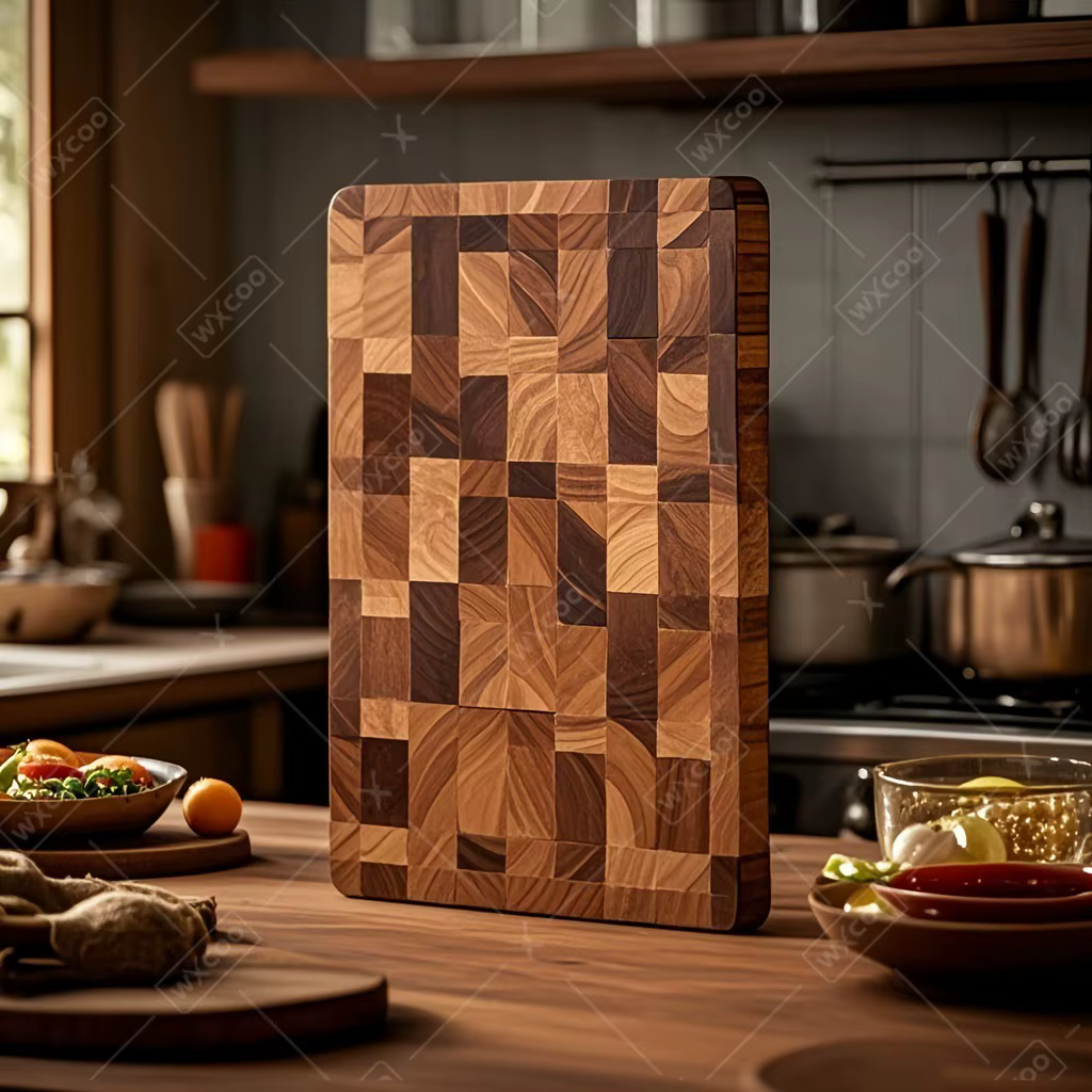 Checkerboard acacia serving board