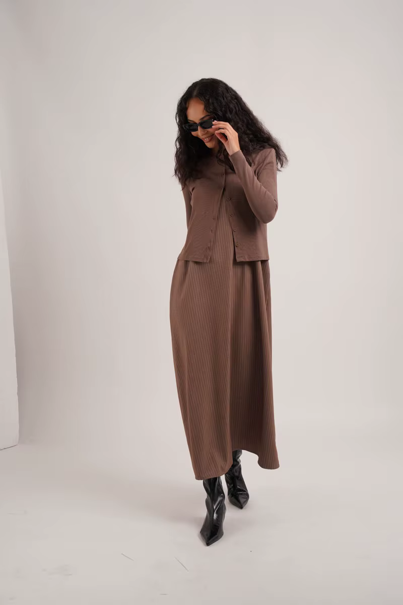 Pinstripe Collection – Brown Skirt