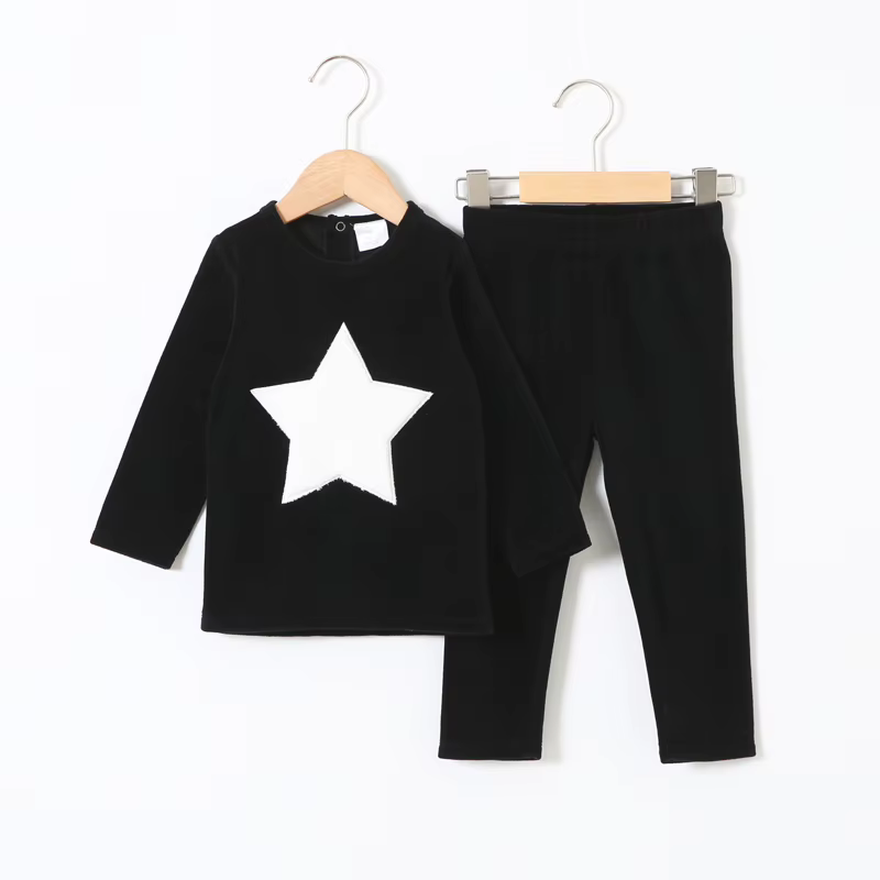 Velour Star Kids' Top & Trousers Set from Bloom Family Fashion on AliExpress