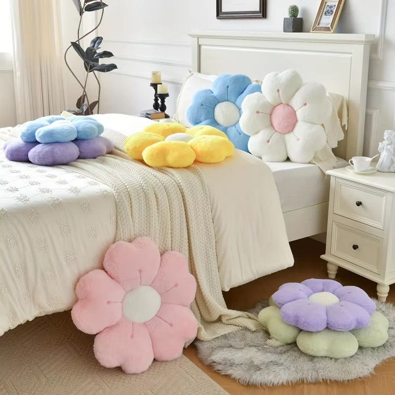 Flower-Shaped Plush Cushion