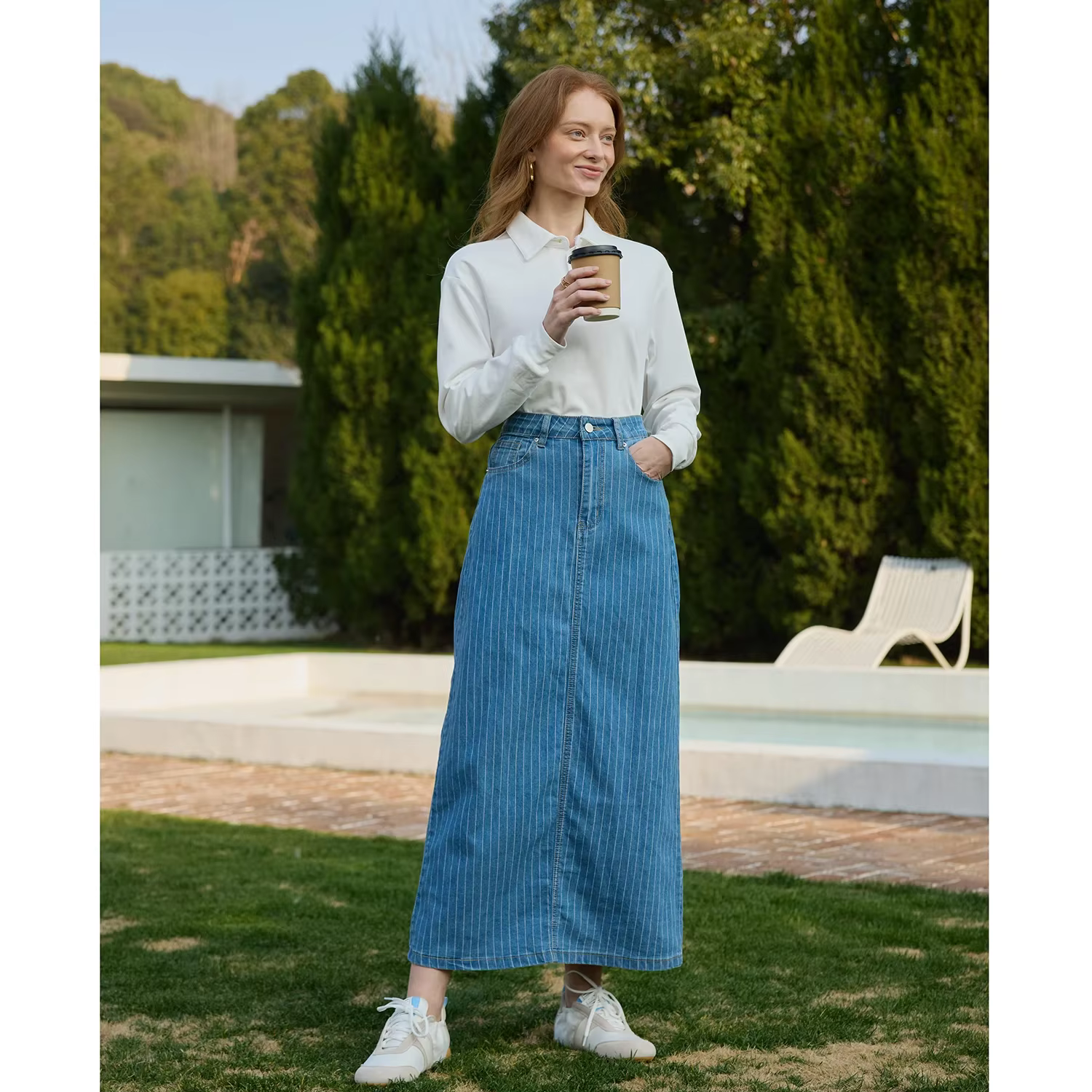 Light Denim Maxi Skirt