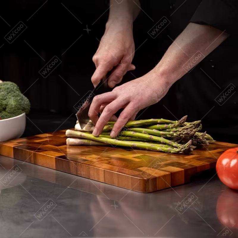 Checkerboard acacia serving board