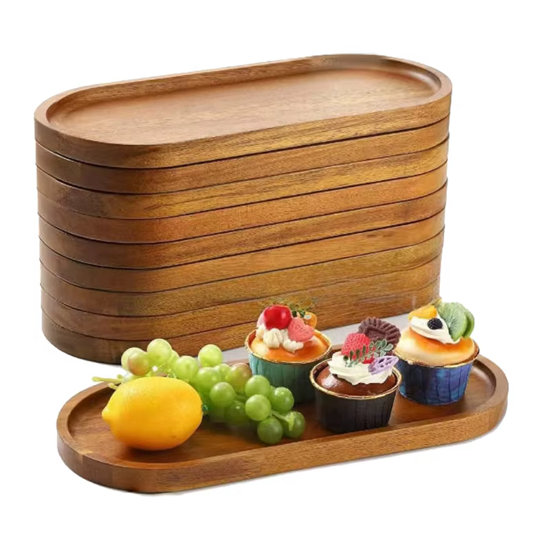 Natural wood serving trays