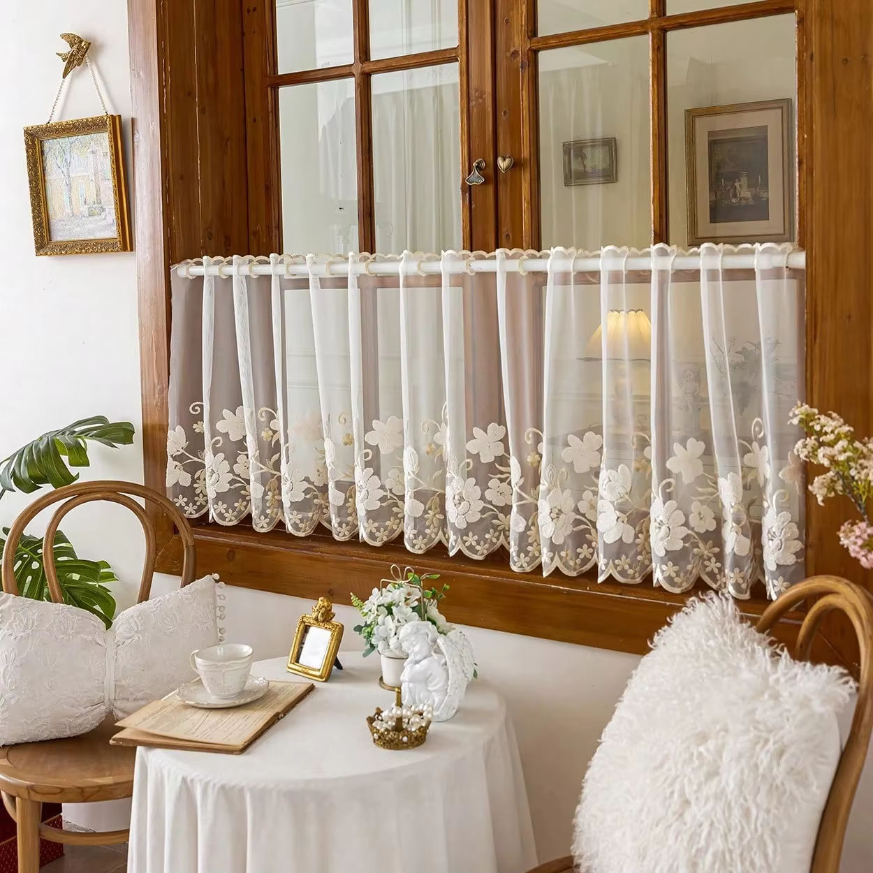 Embroidered Floral Sheer Curtain