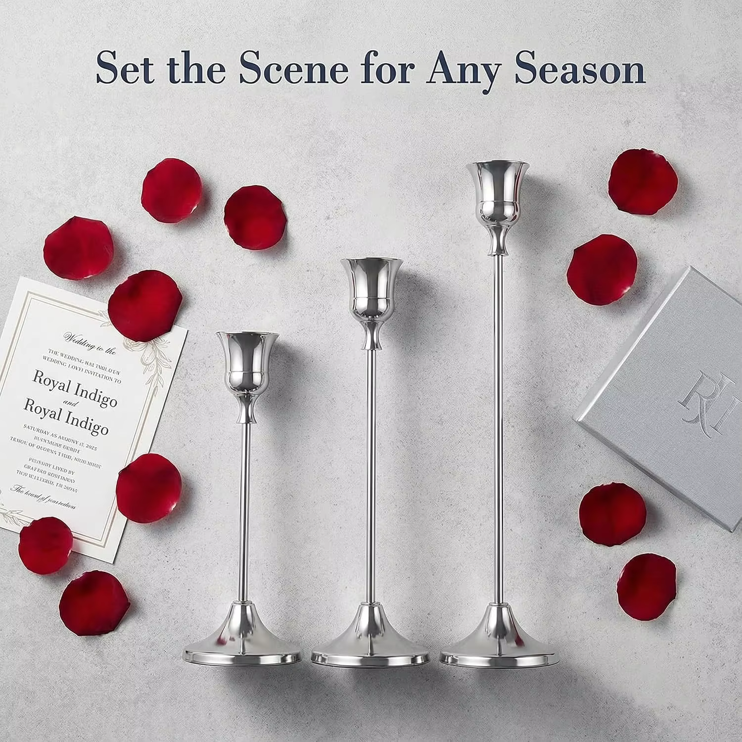 Silver Bell Candlestick Set