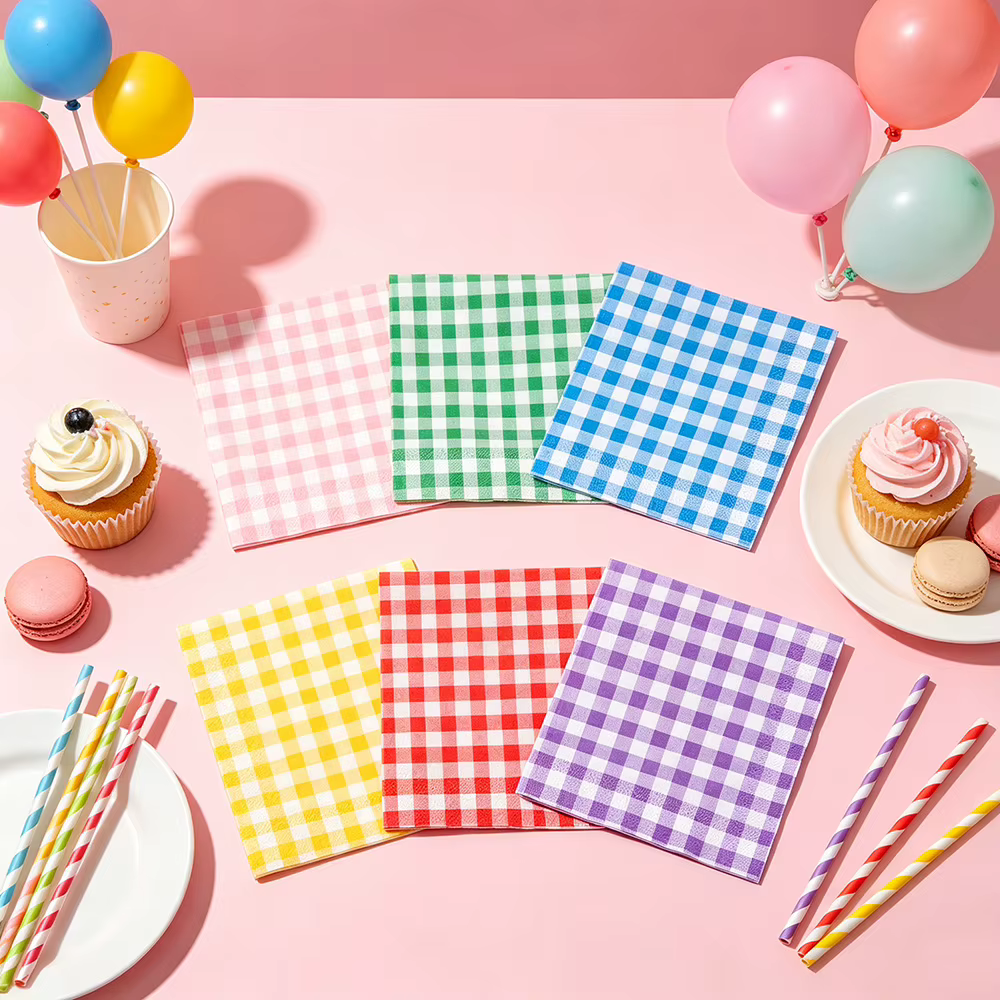 Gingham paper napkins