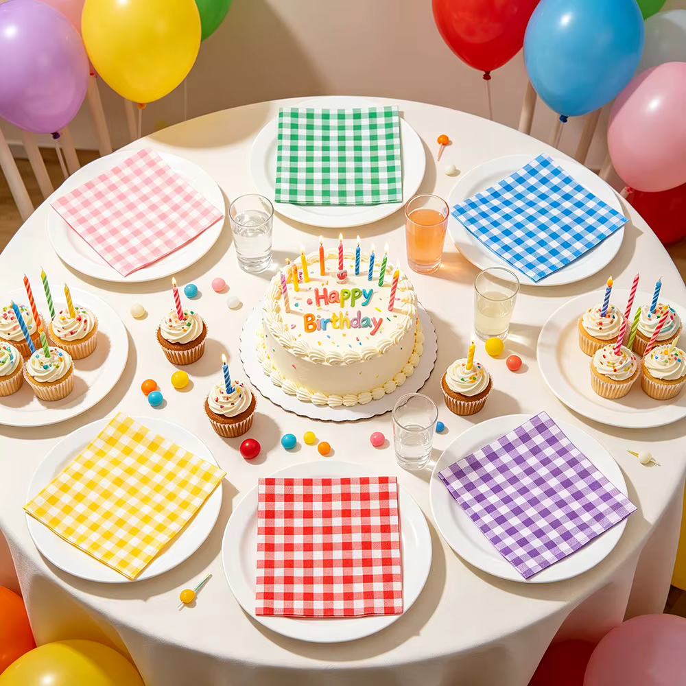 Gingham paper napkins