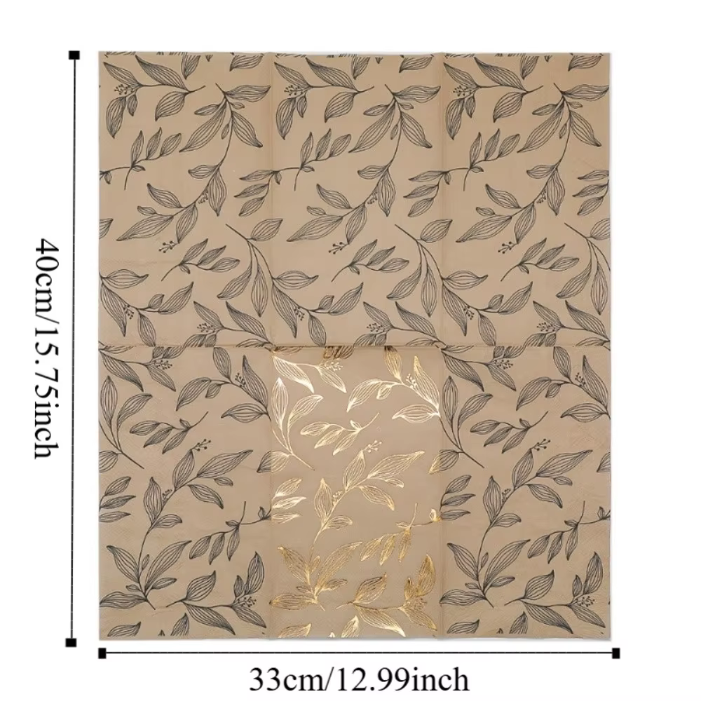 Gold-Foil Leaf Paper Napkins – 40 Pack