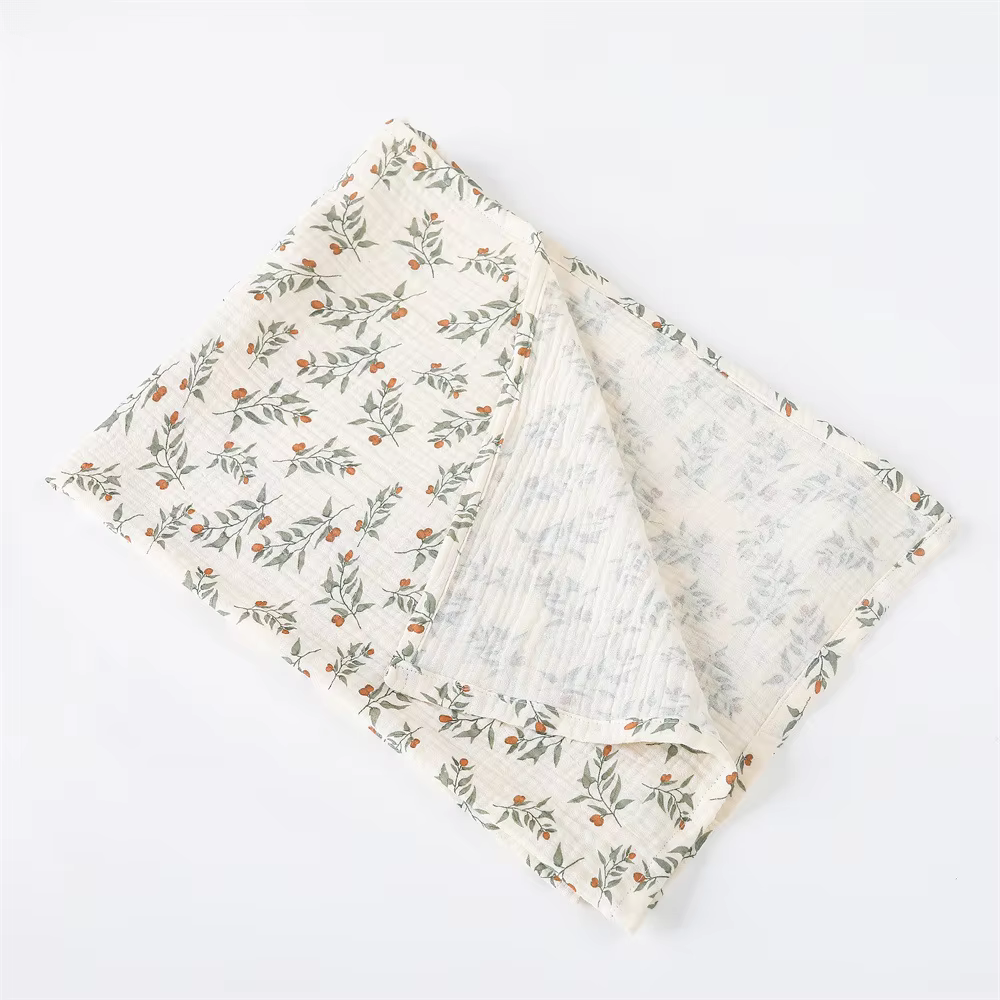 Cotton Swaddle Blanket Baby Blanket Floral Print Muslin