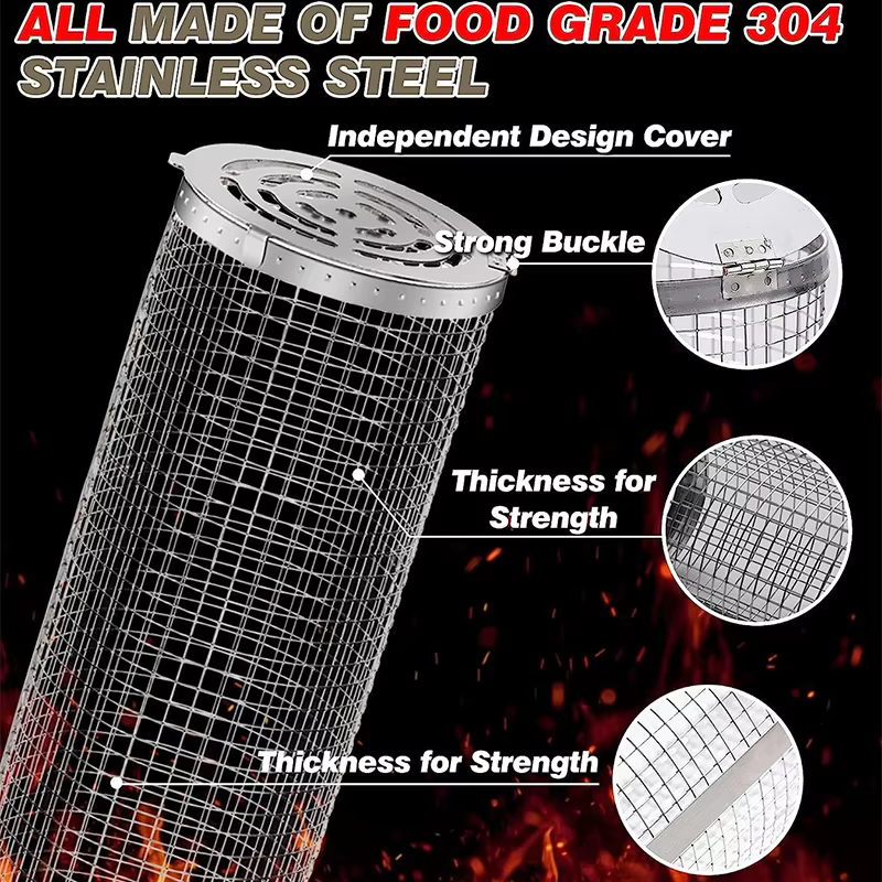 Rolling Stainless Steel Grill Basket