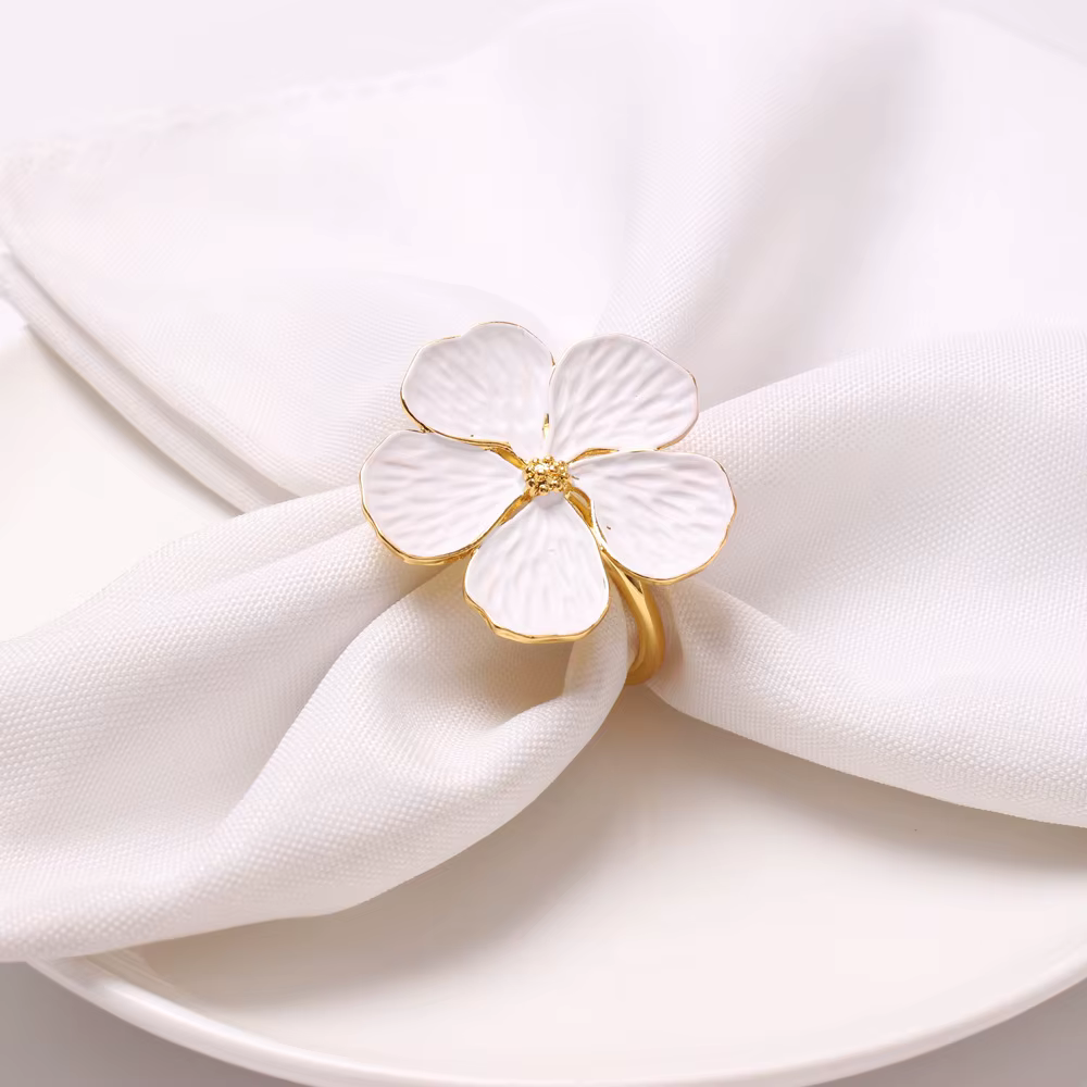 Enamel Blossom Napkin Rings