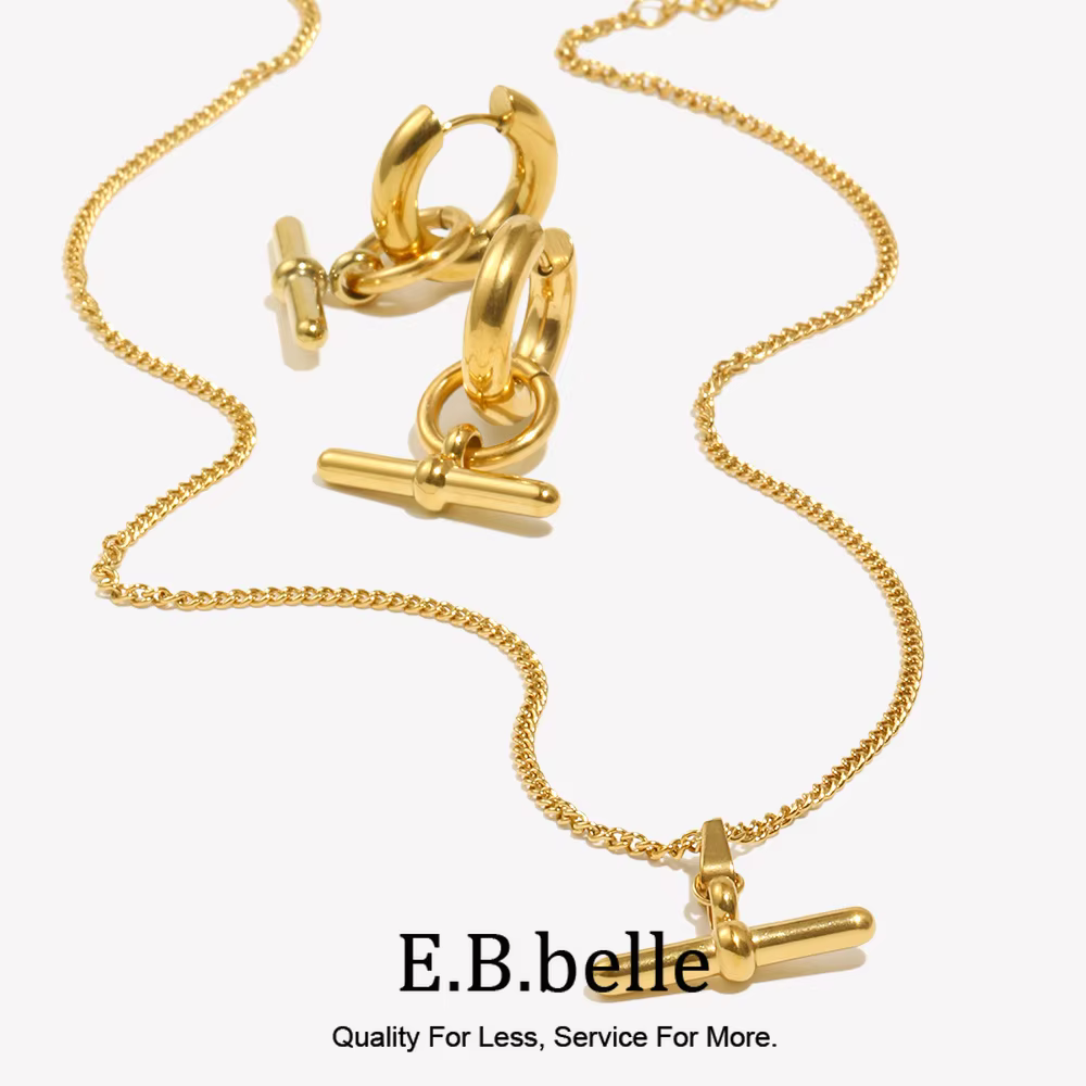 E.B.belle Gold T-Bar Pendant Necklace – Lilvelle jewellery edit