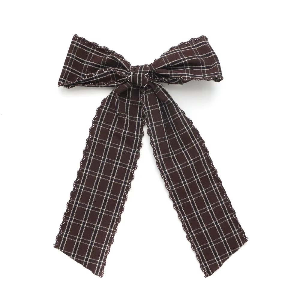 Plaid Moon Crochet Headband Large Hair Clip