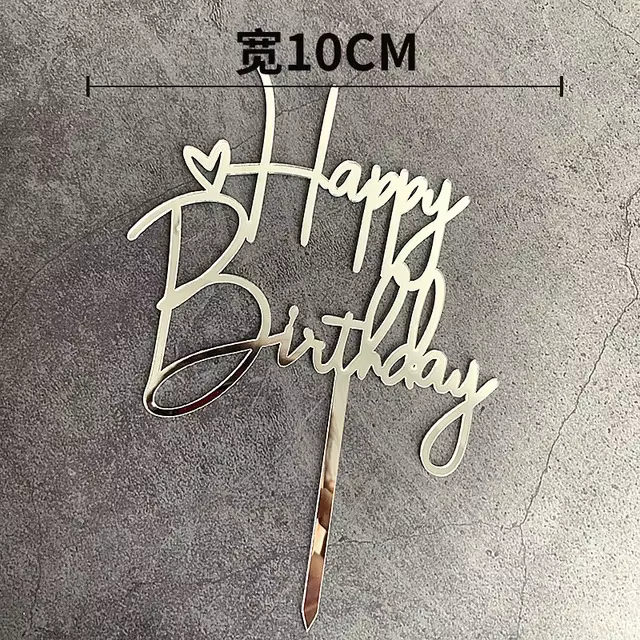 Gold Happy Birthday Cake Topper