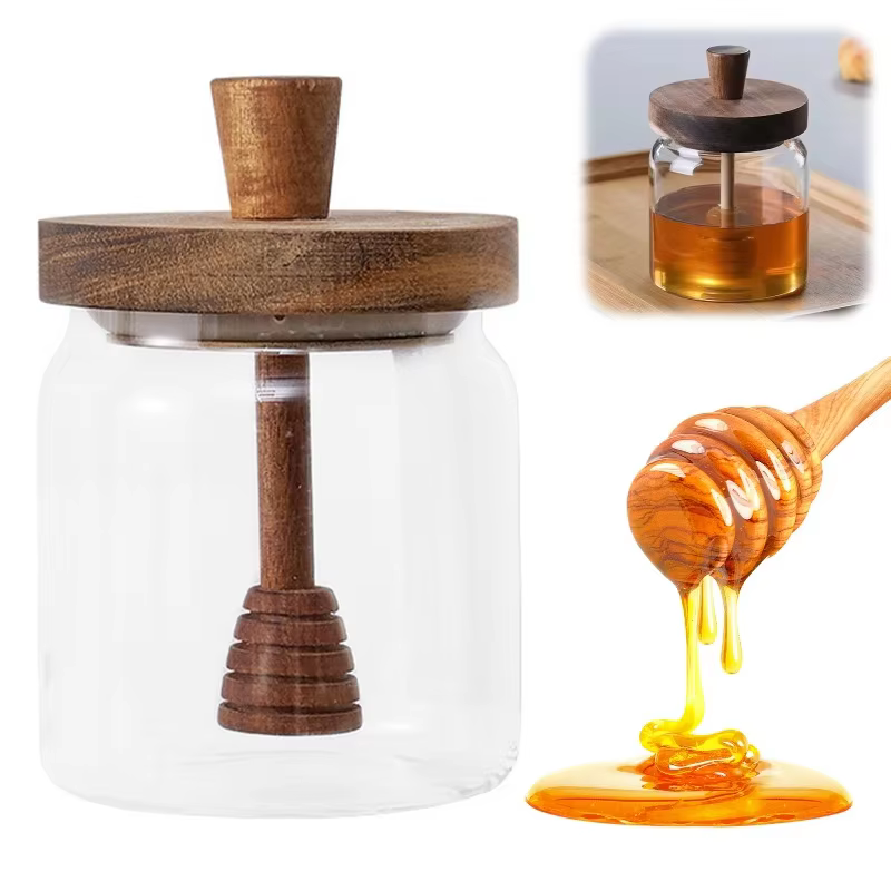 Wide Mouth Glass Storage Bottles with Dipper And