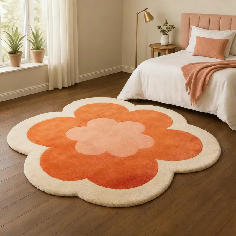 Flower-Shaped Plush Rug