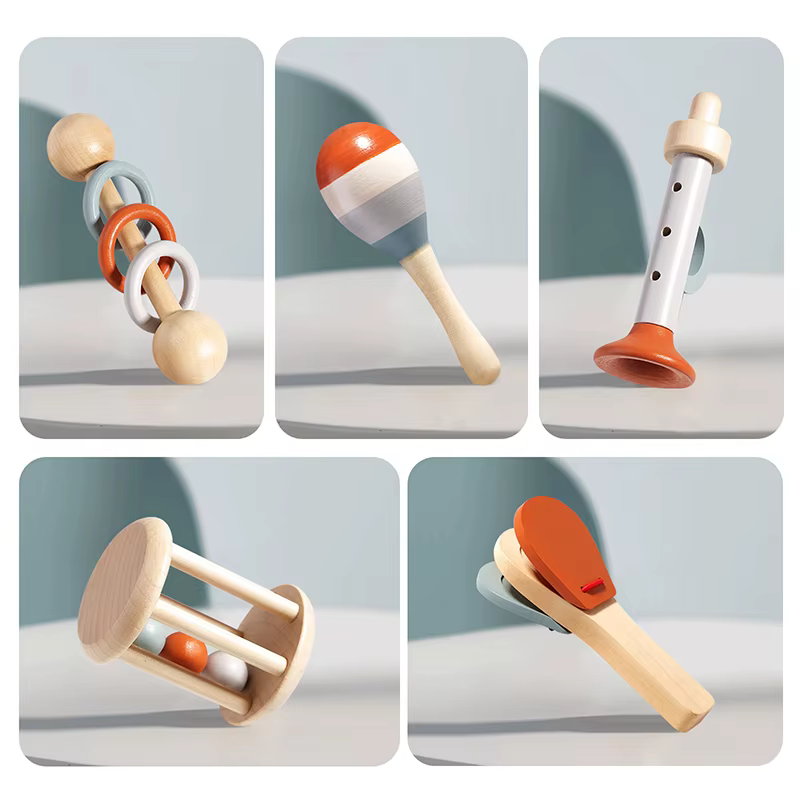Wooden Baby Bell Rattle