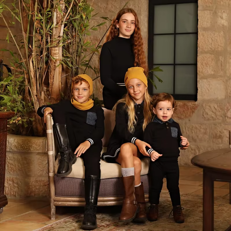 Stripe Black & Blue Denim Pocket Family Matching Collection from Bloom Family Fashion on AliExpress