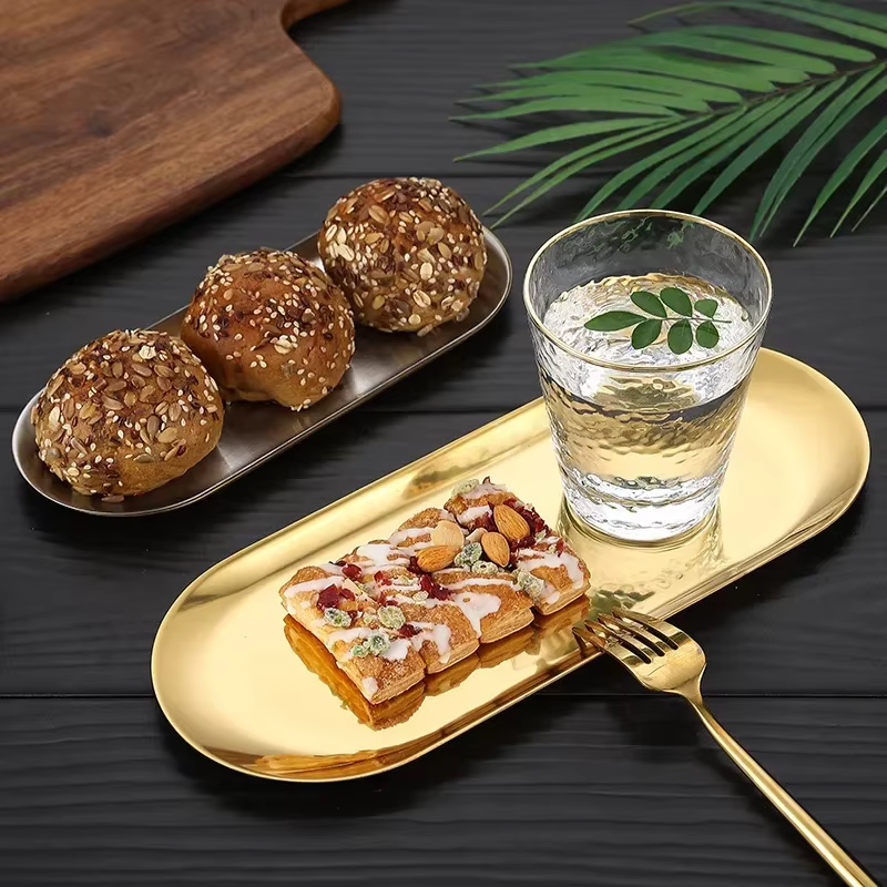 Gold Stainless Steel Serving Plate