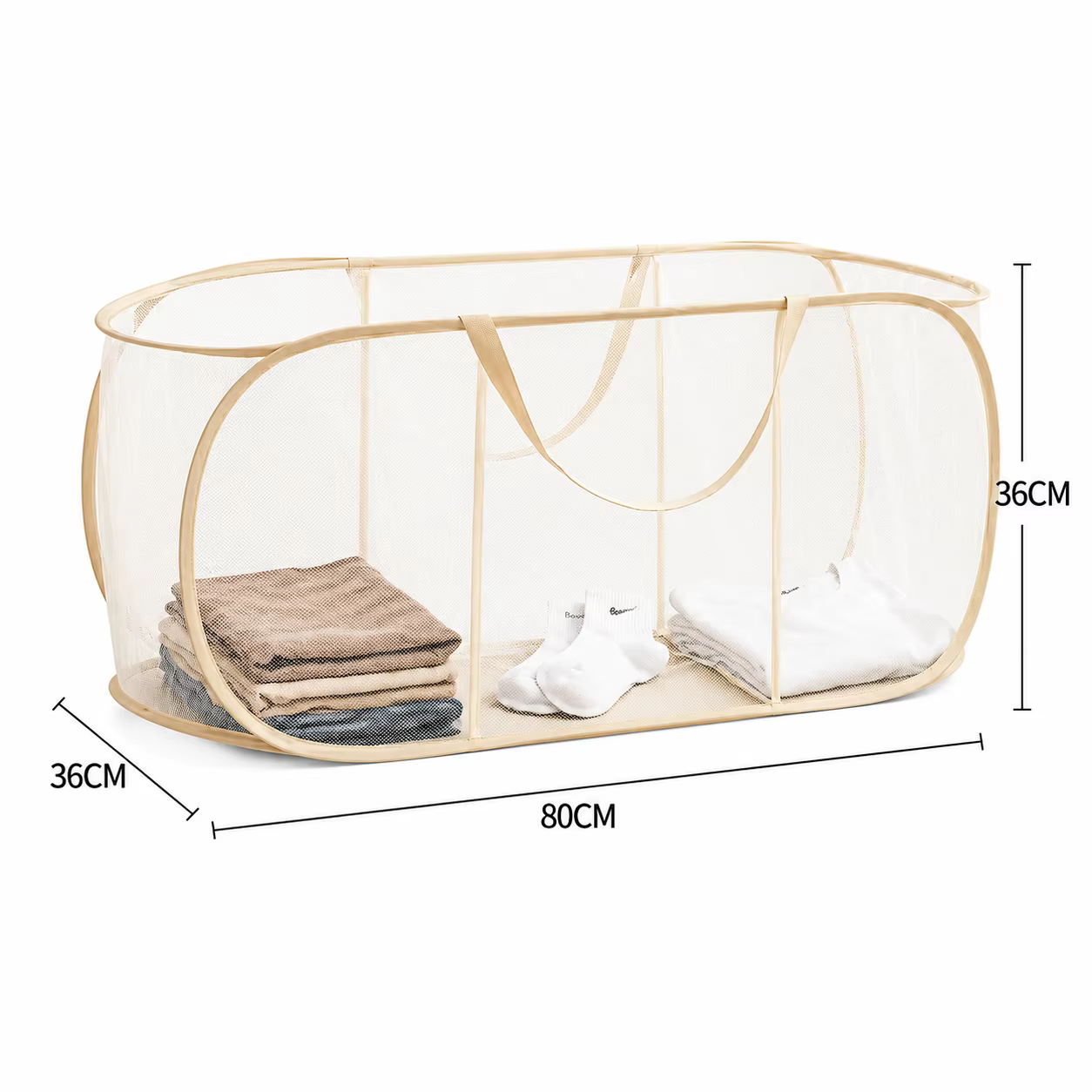 3-Section Mesh Laundry Basket